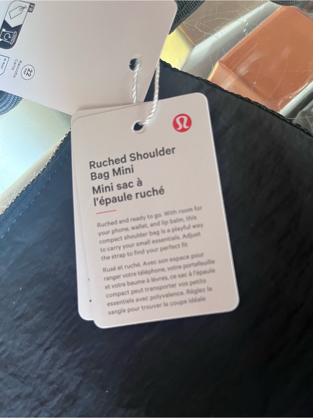 lululemon athletica Black Nylon Shoulder Pouch ruched Braided Strap - Picture 4 of 5